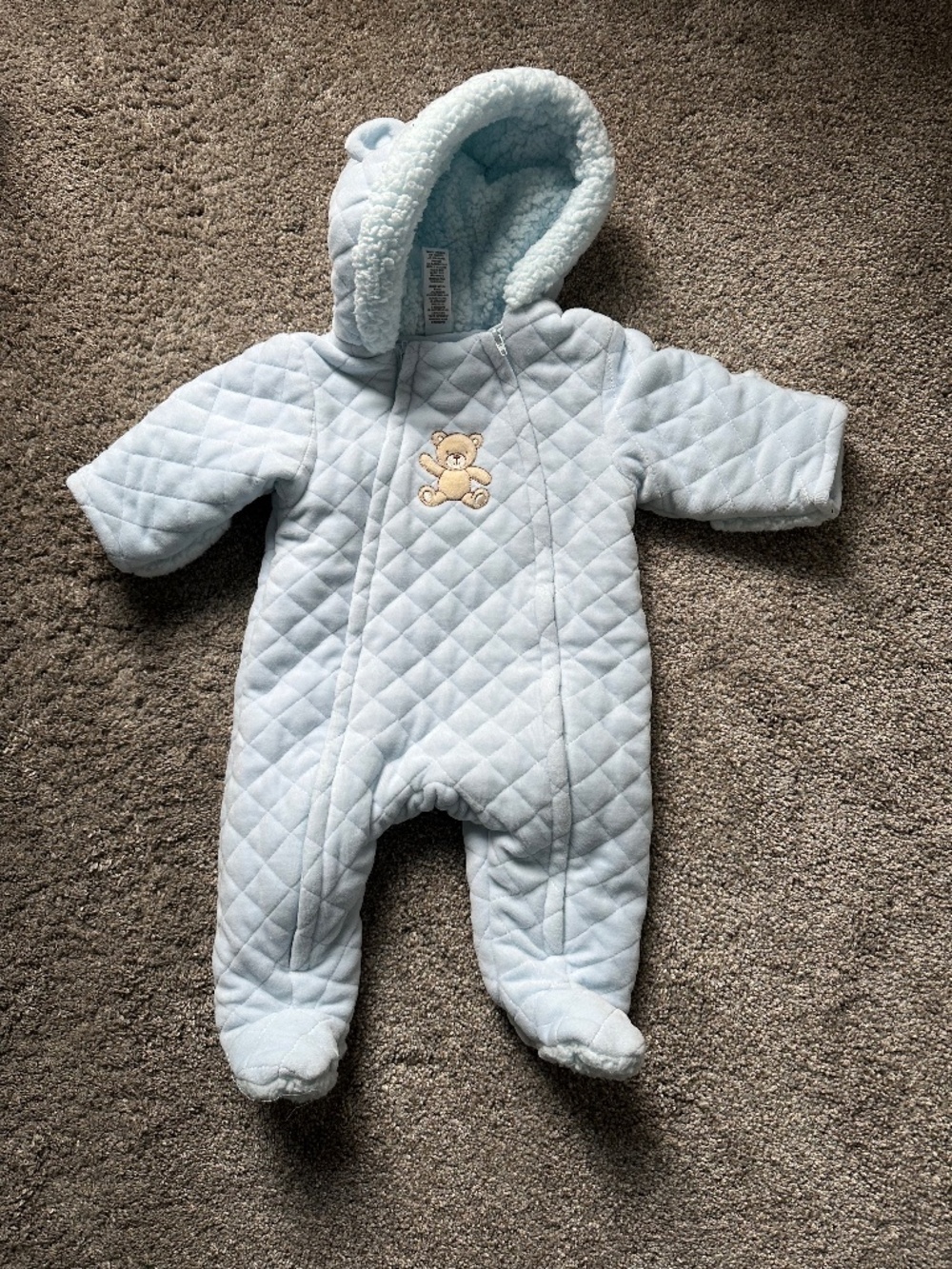 Little Me Quilted Blue Baby Snowsuit